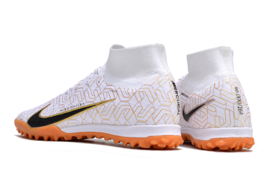 Nike Air Zoom Mercurial Superfly 9 Elite TF High-Tops Football Shoes - White/Black/Gold