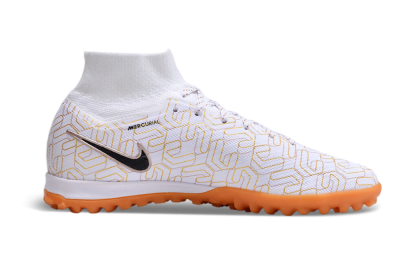 Nike Air Zoom Mercurial Superfly 9 Elite TF High-Tops Football Shoes - White/Black/Gold