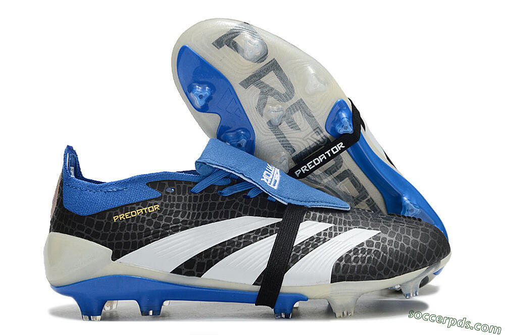 Adidas Predator Elite Foldover Tongue FG Low-Tops Football Boots - Black/White/Blue 1