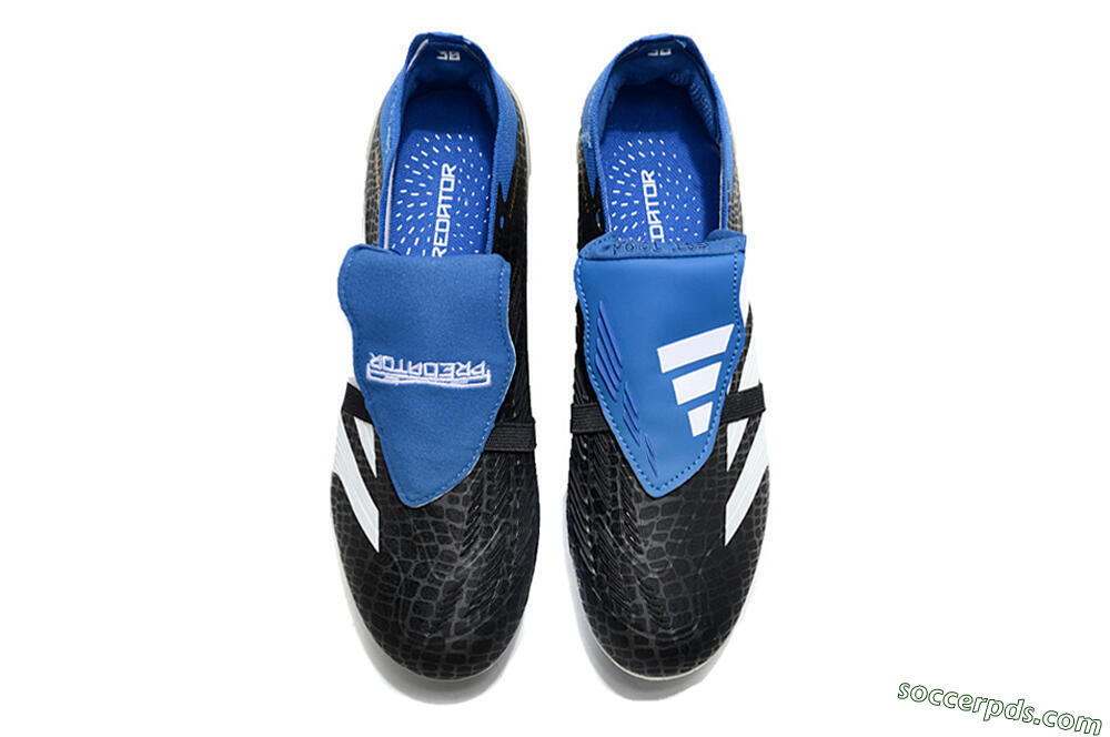 Adidas Predator Elite Foldover Tongue FG Low-Tops Football Boots - Black/White/Blue 4