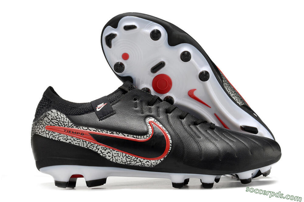 Nike Tiempo Legend 10 Elite FG Low-Tops Football Boots - Black/Red/White 1