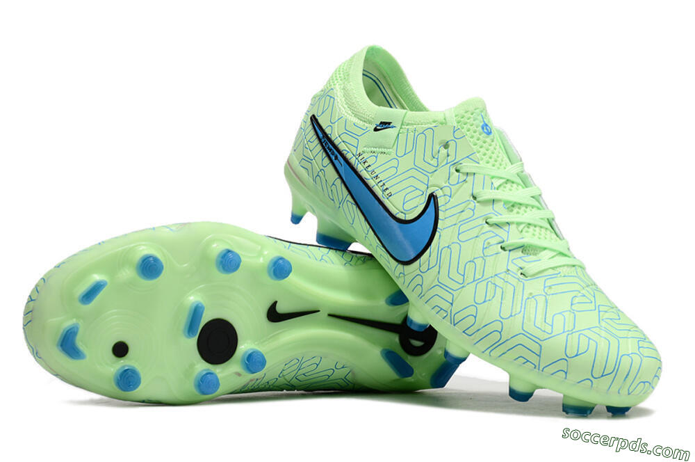 Nike Tiempo Legend 10 Elite FG Low-Tops Football Boots - Green/Blue 0