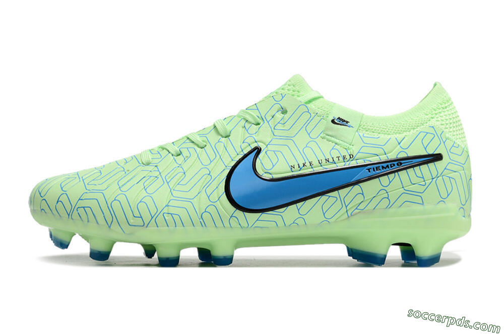 Nike Tiempo Legend 10 Elite FG Low-Tops Football Boots - Green/Blue 2
