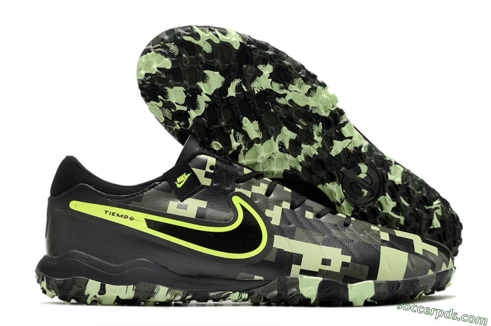 Nike Tiempo Legend 10 TF Low-Tops Football Shoes - Black/Yellow/Camo 1