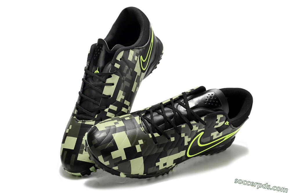 Nike Tiempo Legend 10 TF Low-Tops Football Shoes - Black/Yellow/Camo 3