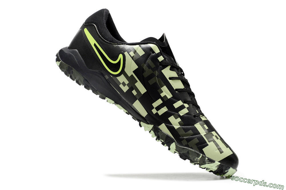 Nike Tiempo Legend 10 TF Low-Tops Football Shoes - Black/Yellow/Camo 4