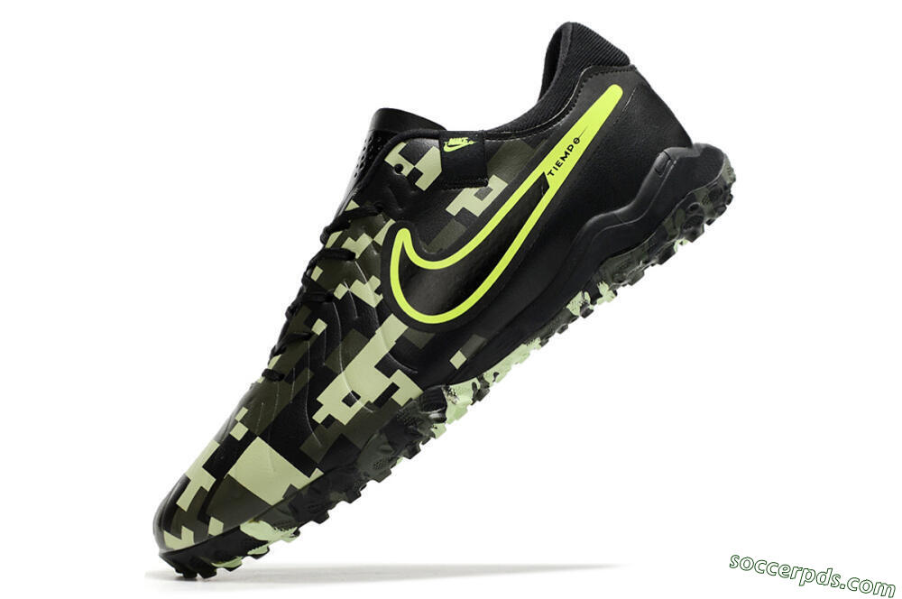 Nike Tiempo Legend 10 TF Low-Tops Football Shoes - Black/Yellow/Camo 5