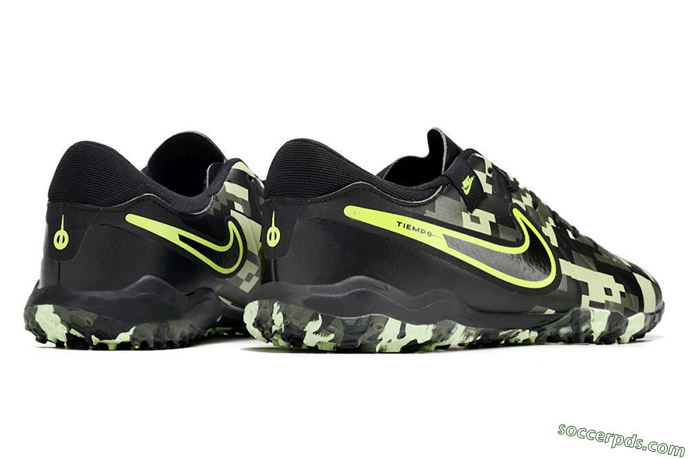 Nike Tiempo Legend 10 TF Low-Tops Football Shoes - Black/Yellow/Camo 6