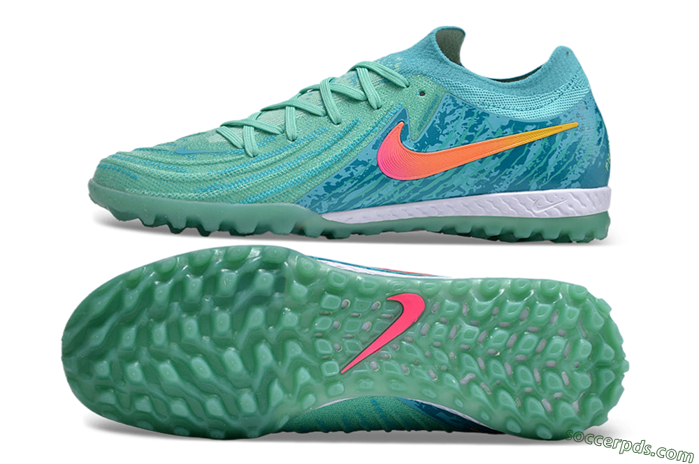 Nike Phantom GX 2 Elite TF Low-Tops Football Shoes - Green/Pink/Orange 0
