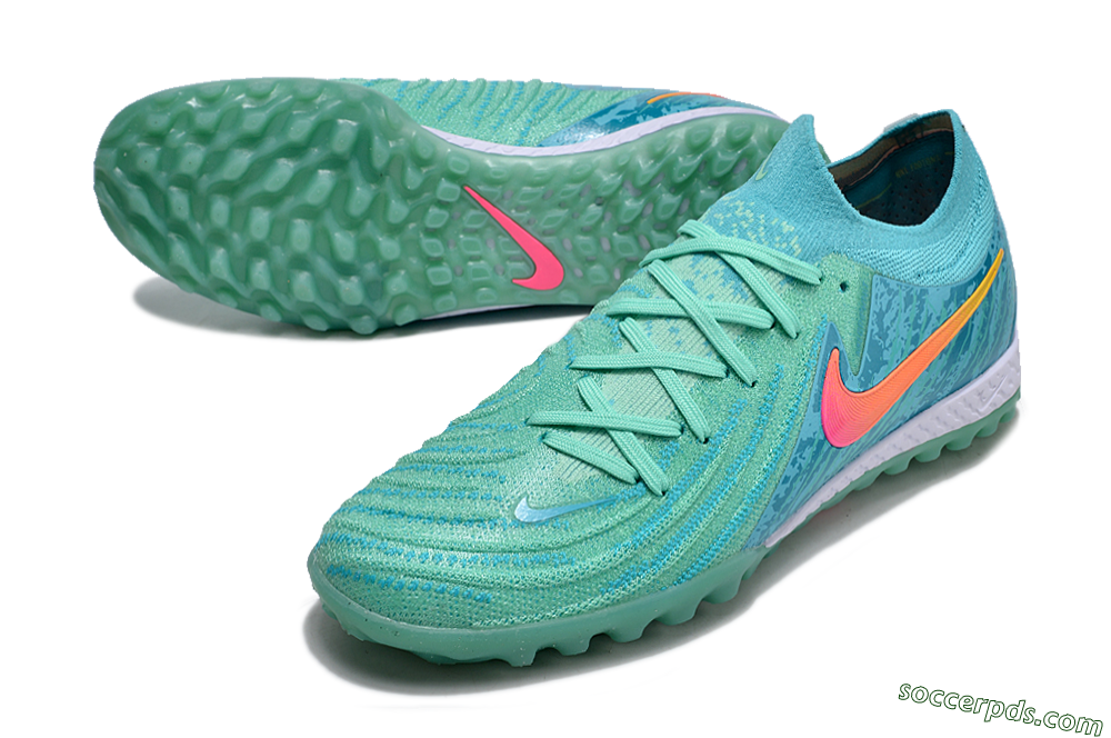 Nike Phantom GX 2 Elite TF Low-Tops Football Shoes - Green/Pink/Orange 3