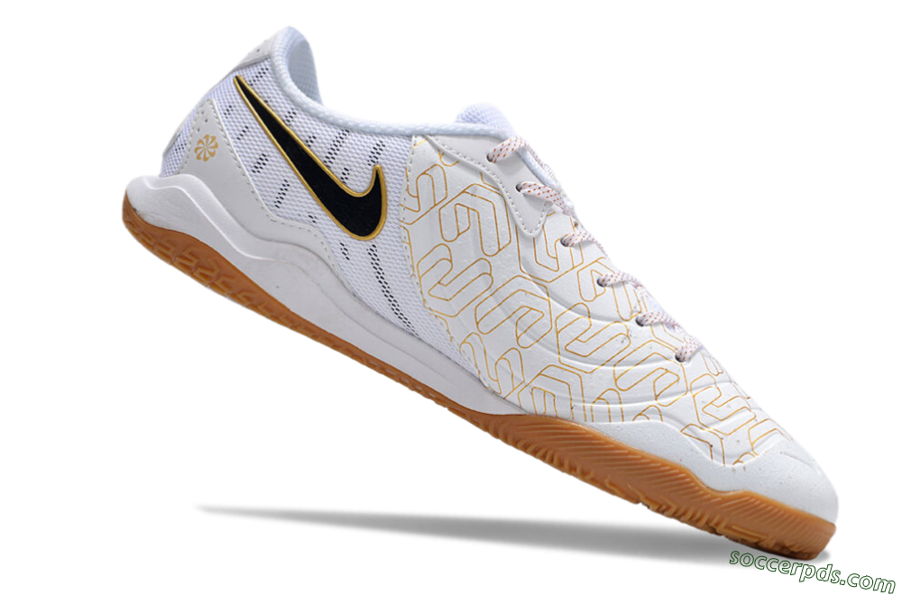 Nike Tiempo Legend 10 Academy IC Low-Tops Football Shoes - White/Gold/Black 4