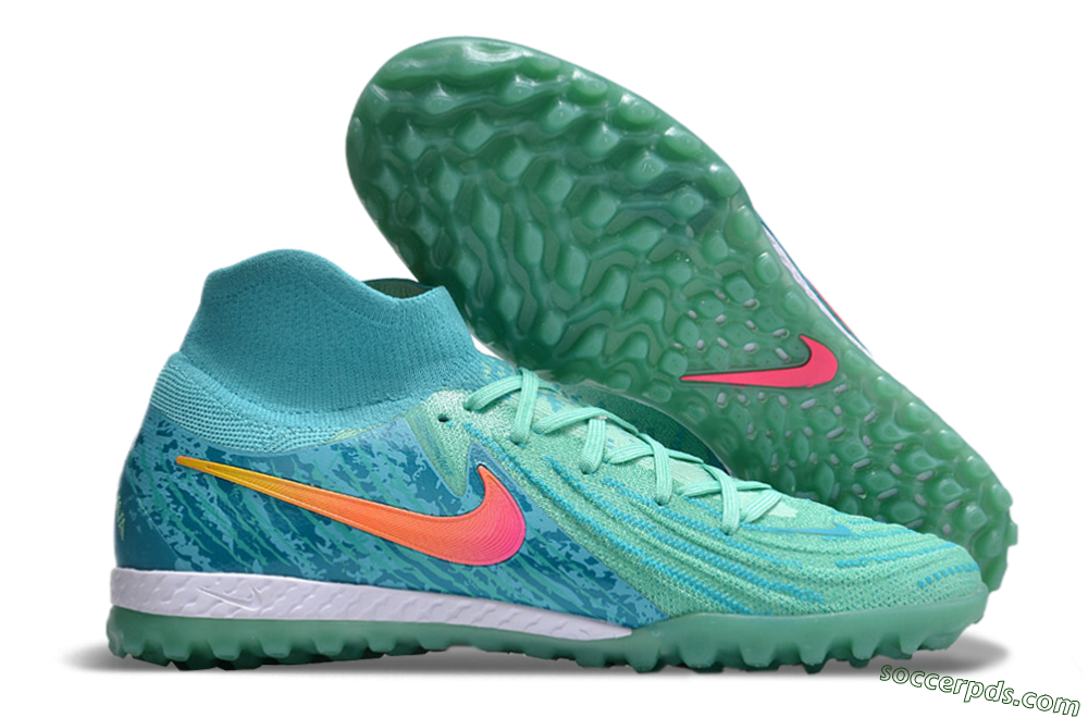 Nike Phantom Luna Elite NU TF High-Tops Football Shoes - Green/Pink/Orange 1