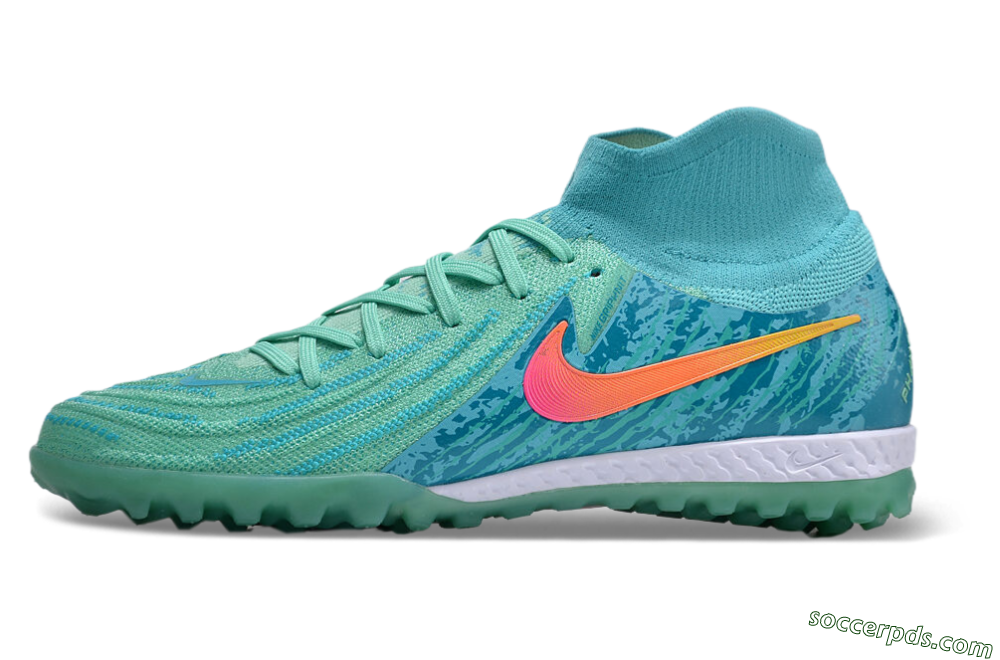 Nike Phantom Luna Elite NU TF High-Tops Football Shoes - Green/Pink/Orange 2