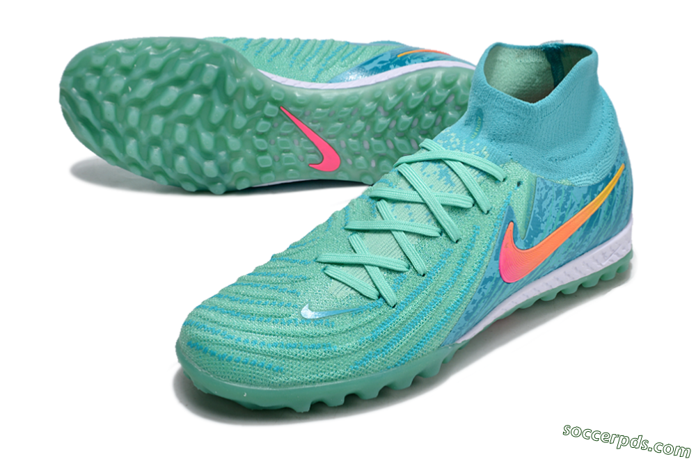 Nike Phantom Luna Elite NU TF High-Tops Football Shoes - Green/Pink/Orange 3