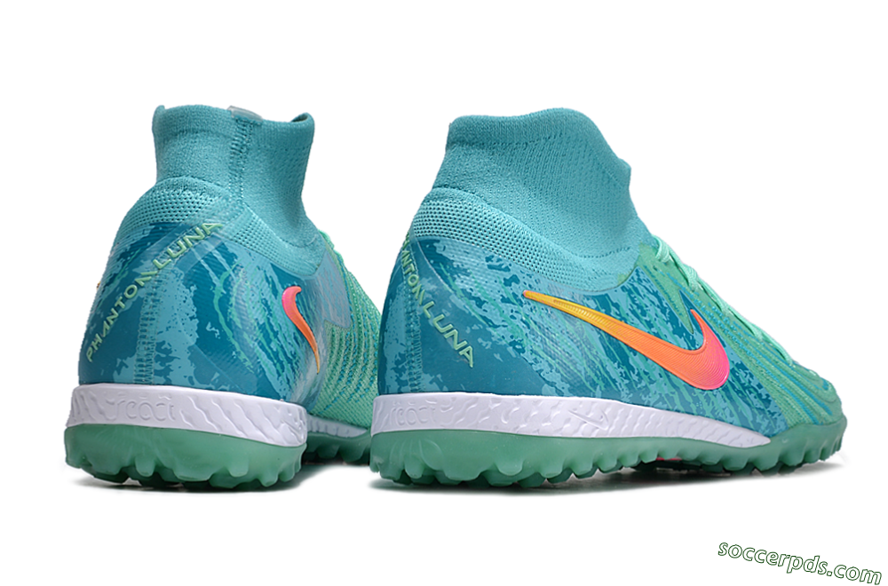 Nike Phantom Luna Elite NU TF High-Tops Football Shoes - Green/Pink/Orange 6