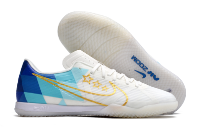 Nike Air Zoom Mercurial Vapor 15 Academy IC Low-Tops Football Shoes - White/Gold/Jade/Blue