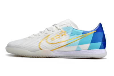 Nike Air Zoom Mercurial Vapor 15 Academy IC Low-Tops Football Shoes - White/Gold/Jade/Blue