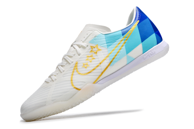 Nike Air Zoom Mercurial Vapor 15 Academy IC Low-Tops Football Shoes - White/Gold/Jade/Blue