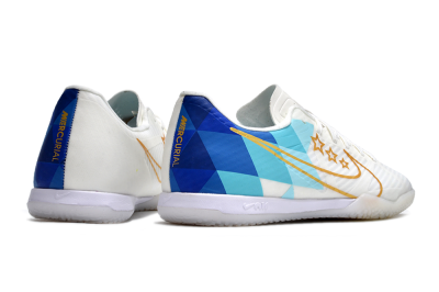 Nike Air Zoom Mercurial Vapor 15 Academy IC Low-Tops Football Shoes - White/Gold/Jade/Blue