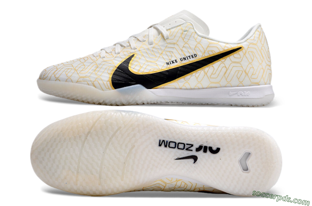 Nike Air Zoom Mercurial Vapor 15 Academy IC Low-Tops Football Shoes - White/Gold/Black 0