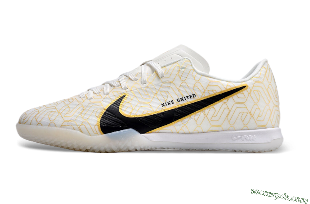 Nike Air Zoom Mercurial Vapor 15 Academy IC Low-Tops Football Shoes - White/Gold/Black 2