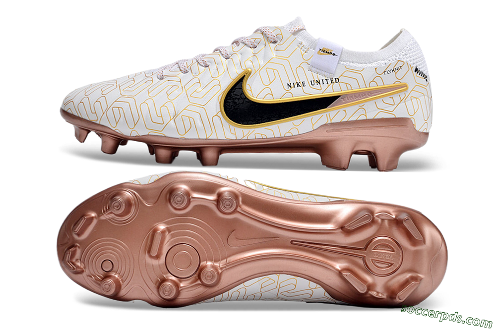 Nike Tiempo Legend 10 Elite FG Low-Tops Football Boots - White/Gold/Black 0