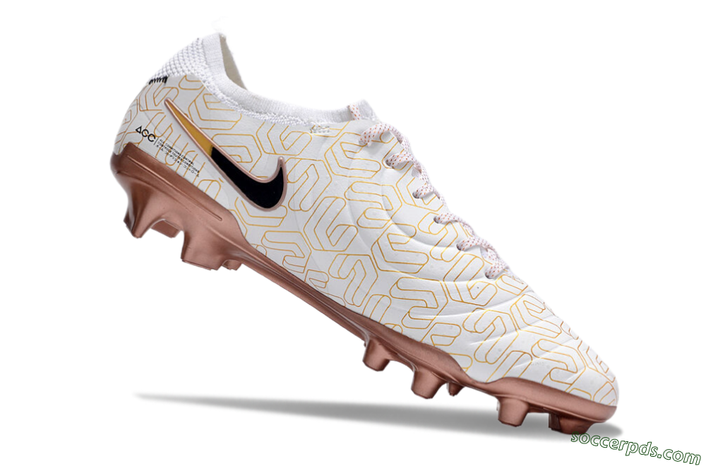 Nike Tiempo Legend 10 Elite FG Low-Tops Football Boots - White/Gold/Black 4