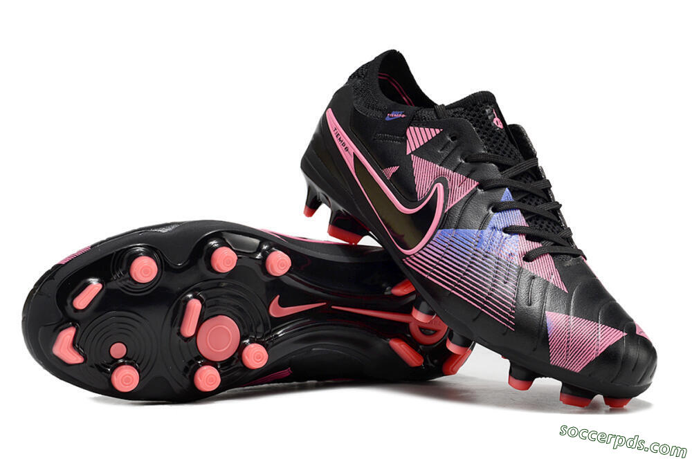 Nike Tiempo Legend 10 Elite FG Low-Tops Football Boots - Black/Pink/Blue 0