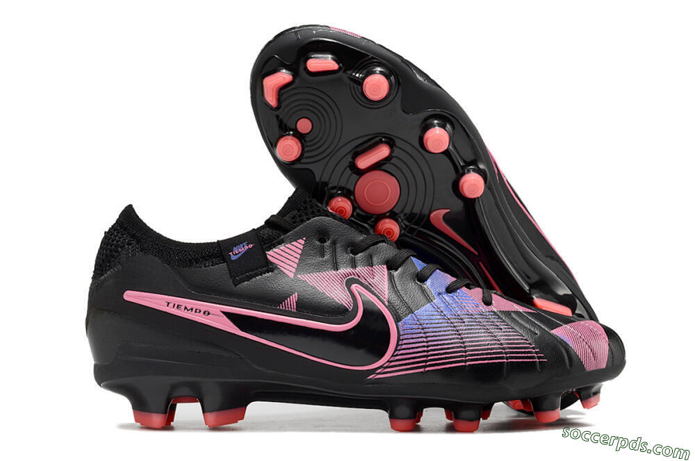 Nike Tiempo Legend 10 Elite FG Low-Tops Football Boots - Black/Pink/Blue 1