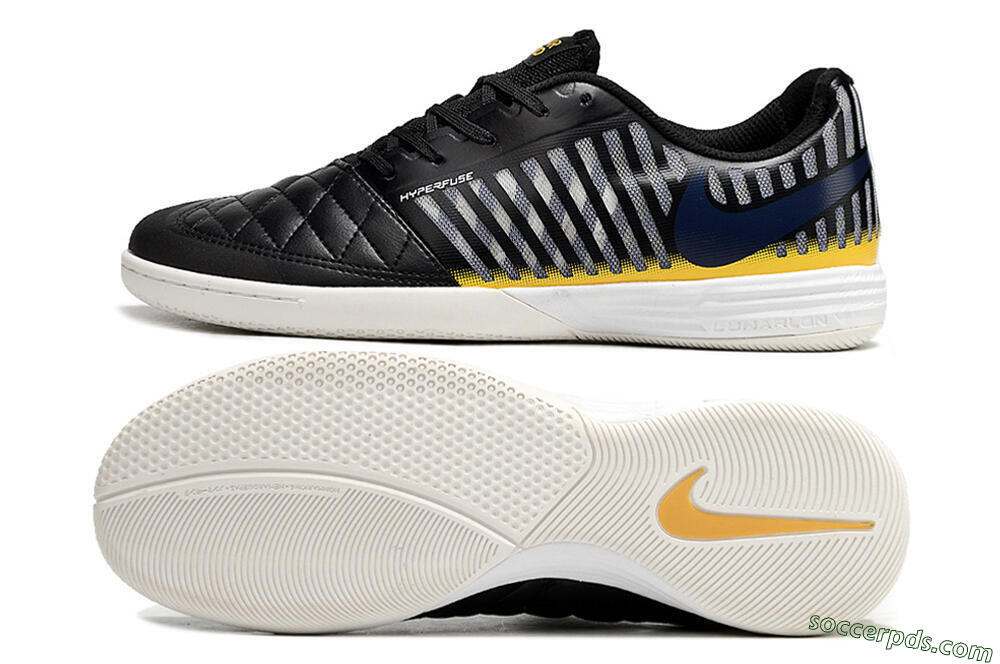 Nike Lunar Gato 2 IC Low-Tops Football Shoes - Black/Blue/Yellow 0