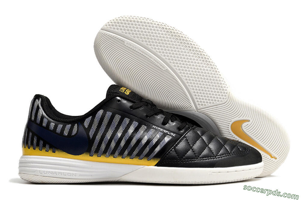 Nike Lunar Gato 2 IC Low-Tops Football Shoes - Black/Blue/Yellow 1