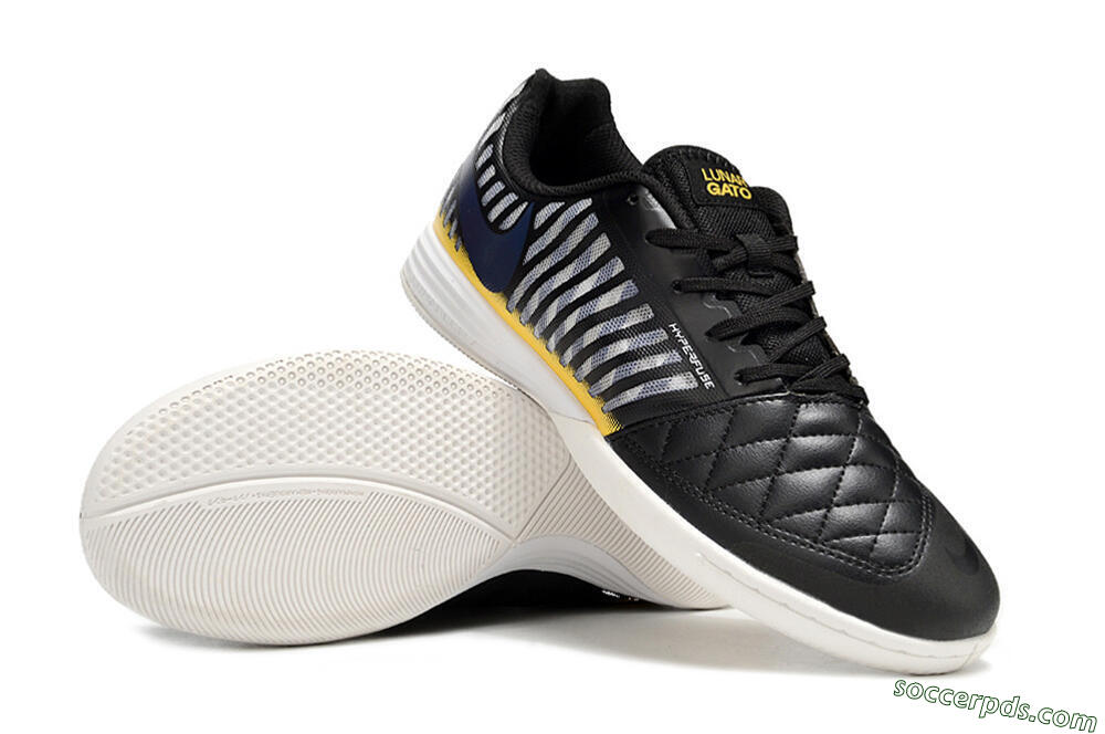 Nike Lunar Gato 2 IC Low-Tops Football Shoes - Black/Blue/Yellow 3