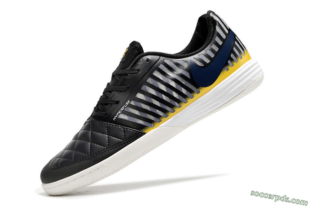 Nike Lunar Gato 2 IC Low-Tops Football Shoes - Black/Blue/Yellow 5