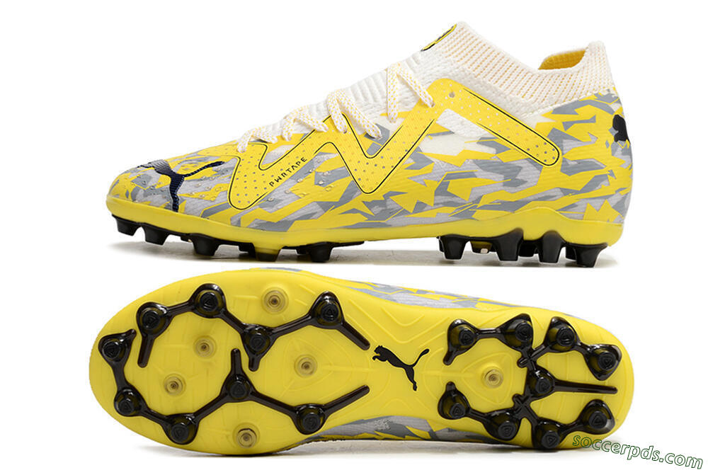 Puma Future Ultimate MG Low-Tops Football Boots - White/Yellow/Grey 0