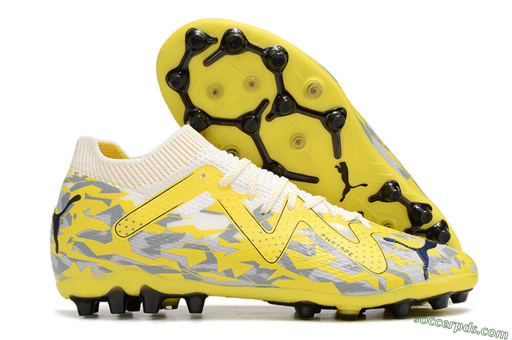 Puma Future Ultimate MG Low-Tops Football Boots - White/Yellow/Grey 1