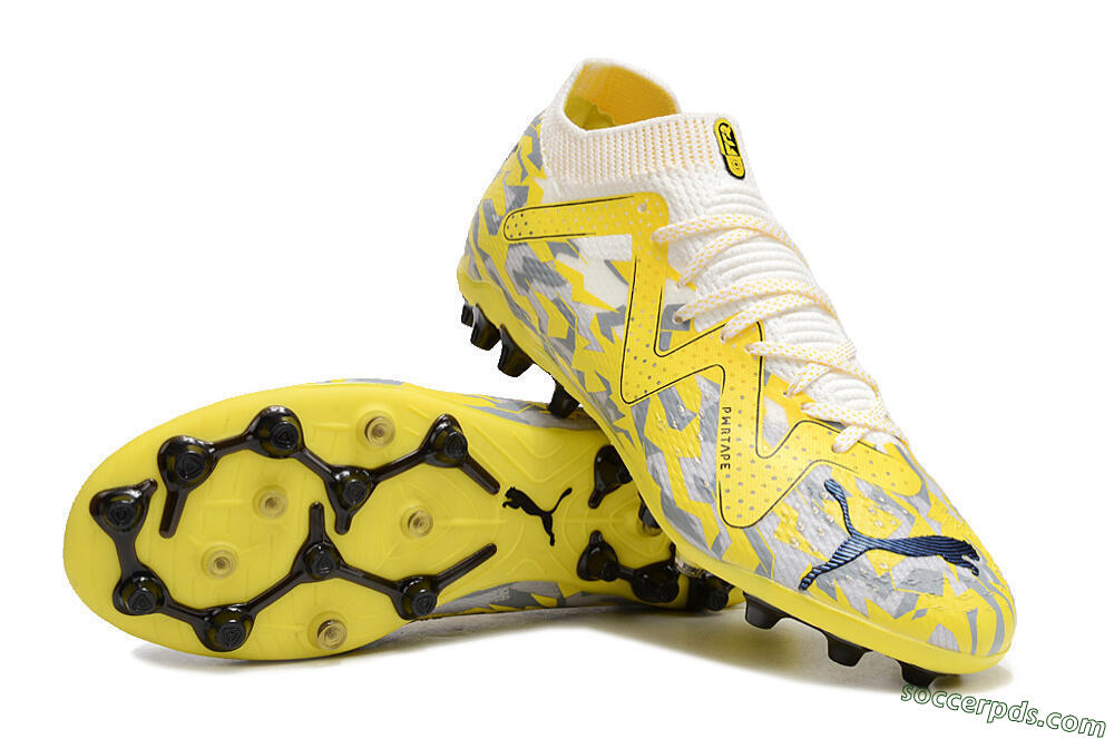 Puma Future Ultimate MG Low-Tops Football Boots - White/Yellow/Grey 3