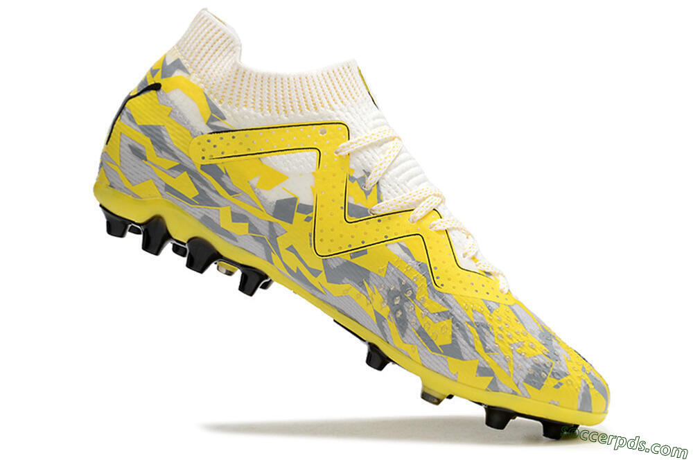 Puma Future Ultimate MG Low-Tops Football Boots - White/Yellow/Grey 4