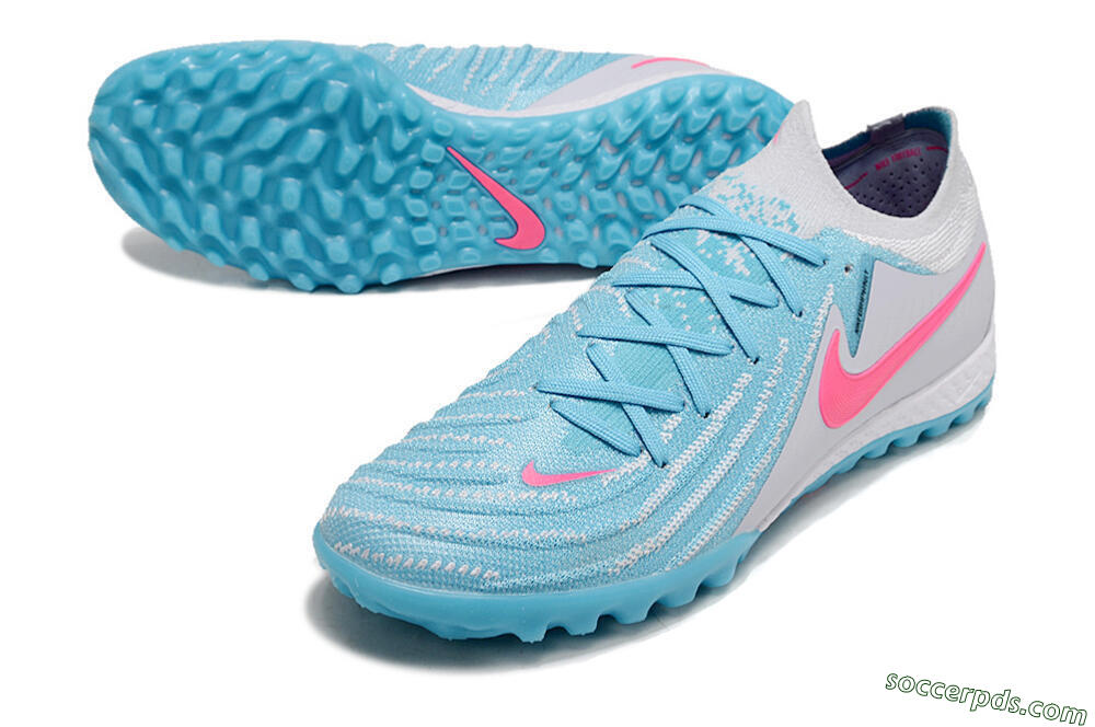 Nike Phantom GX 2 Elite TF Low-Tops Football Shoes - Blue/White/Pink 3