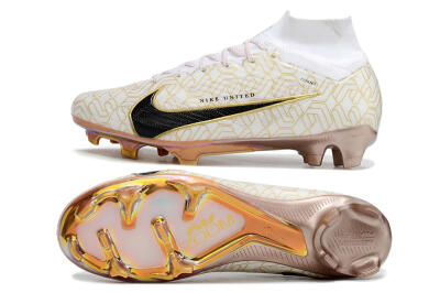 Nike Air Zoom Mercurial Superfly 9 Elite MR FG High-Tops Football Boots - White/Black/Gold