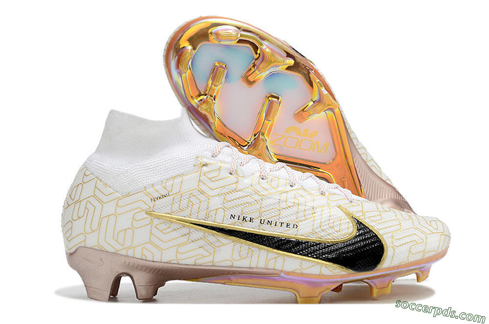 Nike Air Zoom Mercurial Superfly 9 Elite MR FG High-Tops Football Boots - White/Black/Gold 1