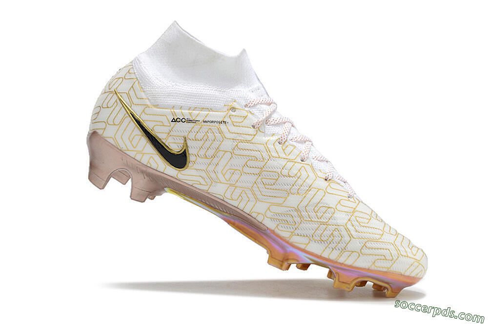 Nike Air Zoom Mercurial Superfly 9 Elite MR FG High-Tops Football Boots - White/Black/Gold 4