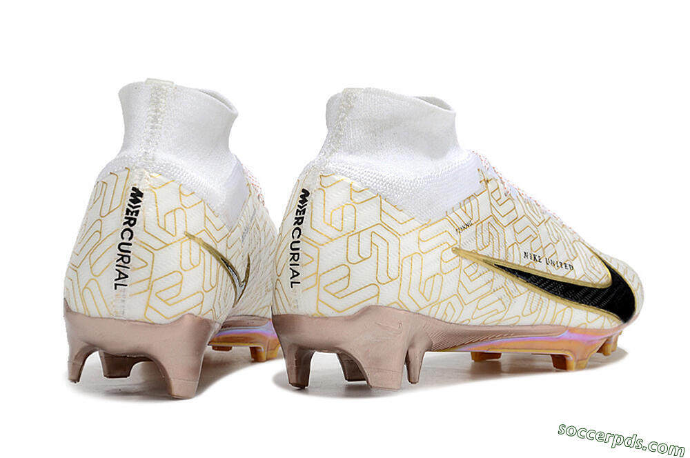 Nike Air Zoom Mercurial Superfly 9 Elite MR FG High-Tops Football Boots - White/Black/Gold 6