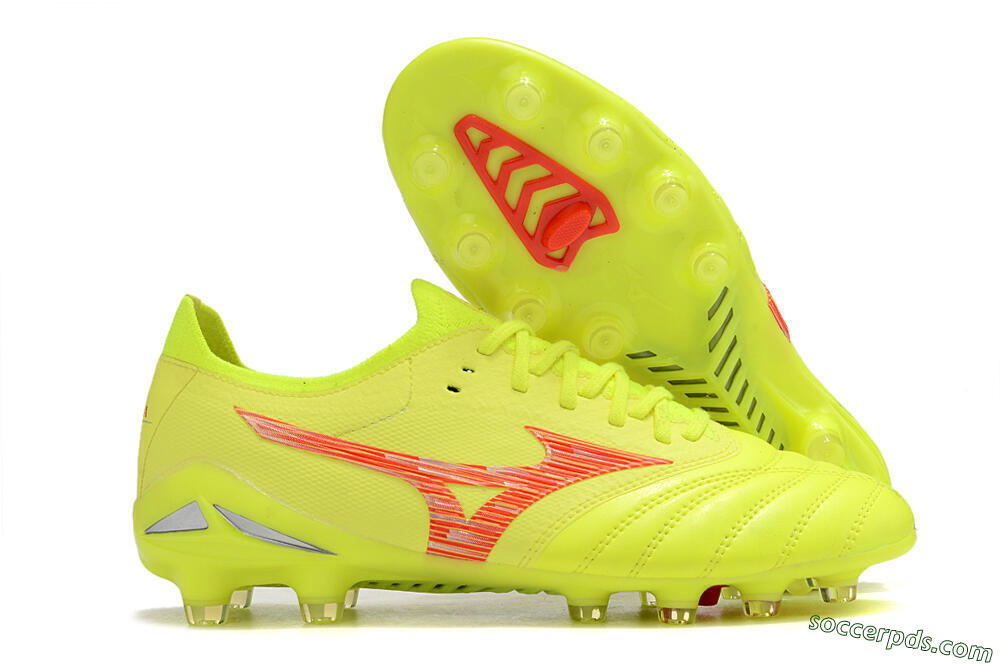 Mizuno Morelia Neo 4 FG Low-Tops Football Boots - Yellow/Red/Grey 1