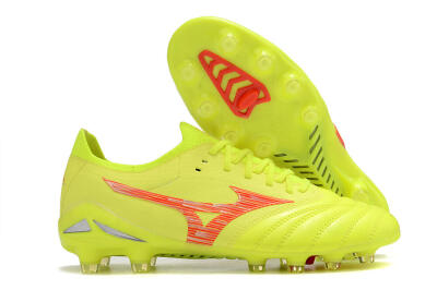 Mizuno Morelia Neo 4 FG Low-Tops Football Boots - Yellow/Red/Grey
