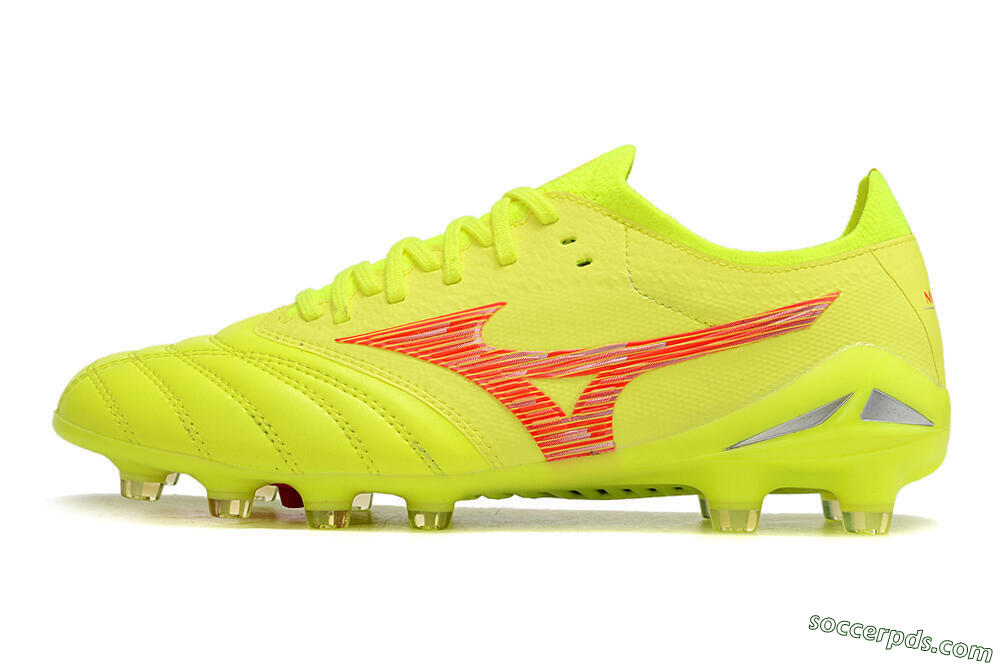 Mizuno Morelia Neo 4 FG Low-Tops Football Boots - Yellow/Red/Grey 2