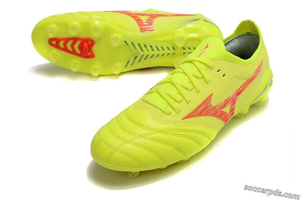 Mizuno Morelia Neo 4 FG Low-Tops Football Boots - Yellow/Red/Grey 3