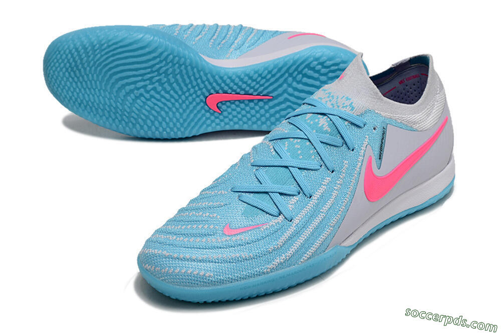 Nike Phantom GX 2 Elite IC Low-Tops Football Shoes - Blue/White/Pink 3