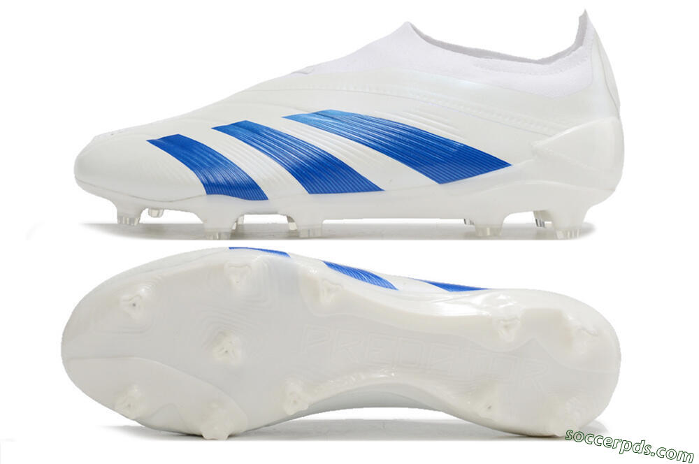 Adidas Predator Elite Laceless FG Low-Tops Football Boots - White/Blue 0