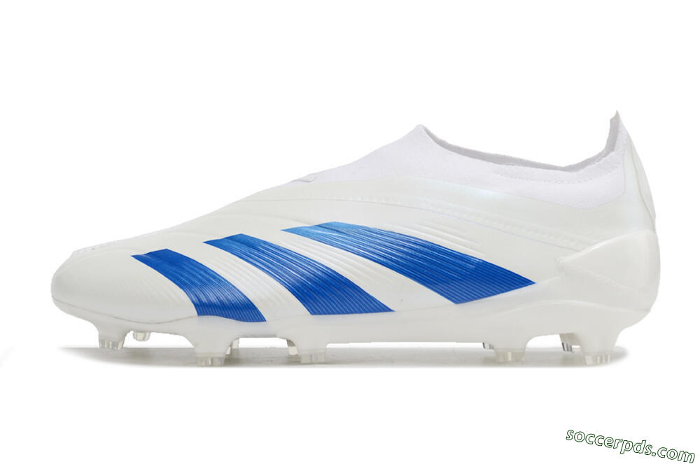 Adidas Predator Elite Laceless FG Low-Tops Football Boots - White/Blue 2