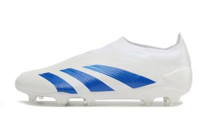 Adidas Predator Elite Laceless FG Low-Tops Football Boots - White/Blue